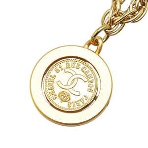 CHANEL Authentic Vintage Gold Logo Necklace